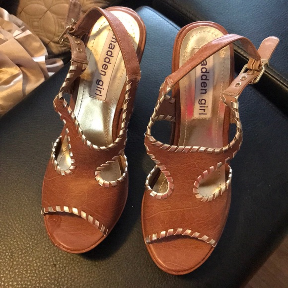 NEW cognac colored leather wedges - Picture 2 of 8